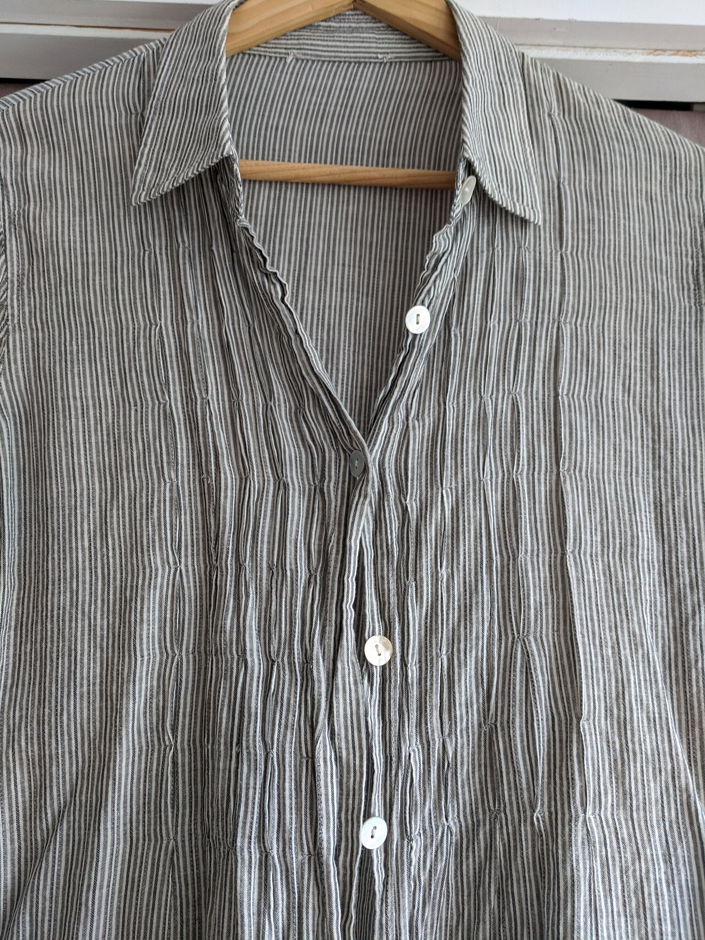 Light pinstripe cotton blouse | Etsy