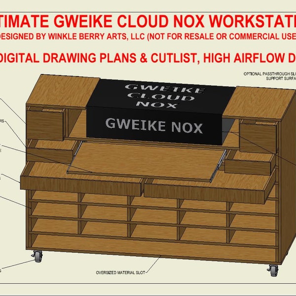 Ultimate All-in-One Gweike Cloud NOX Workstation | Digital PDF Dowload | Gweike Cloud NOX Stand Desk Table | Material List & Drawings