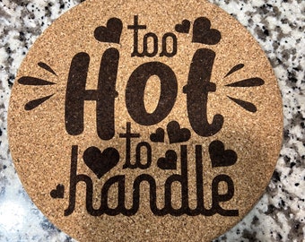 7.5 pulgadas grabado láser corcho Trivet