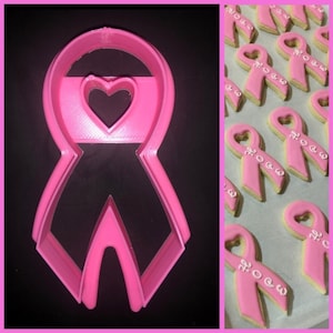 Cancer Awareness Ribbon Heart Cookie Cutter | Breast Cancer Awareness | October Cancer Awareness