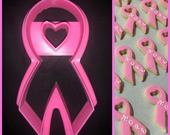 Cancer Awareness Ribbon Heart Cookie Cutter | Breast Cancer Awareness | October Cancer Awareness