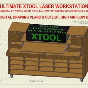 究極のオールインワン XTOOL レーザー ワークステーション | デジタル PDF ダウンロード | XTOOL レーザー スタンド デスク テーブル | 材料リストと図面