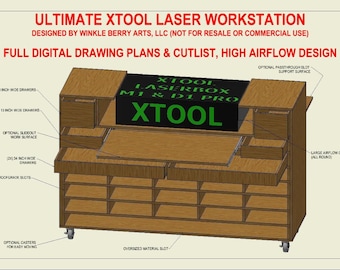 Ultimate All-in-One XTOOL Laser Workstation | Digital PDF Dowload | XTOOL Laser Stand Desk Table | Material List & Drawings
