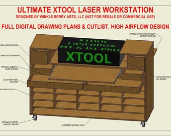Ultimate All-in-One XTOOL Laser Workstation | Digital PDF Dowload | XTOOL Laser Stand Desk Table | Material List & Drawings