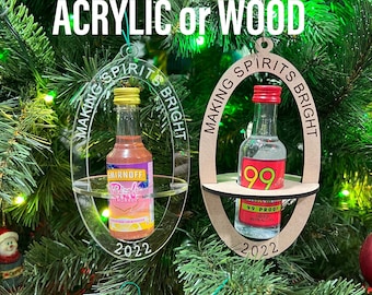 Adult 2023 Christmas Ornament - Making Spirits Bright Liquor Bottle | Christmas 2023 Mini Liquor Bottle Ornament | Gift Exchange 2023