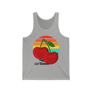 Cherry Sunset Design From GETTANKEDTops Fun Women&#39;s Racerback Summer Tank Top Fitted Sleeveless Beach Tank Vacation Gift Party Travel Tank