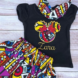 Personalized African Print Baby Outfit: Ankara Skirt & Headband Set