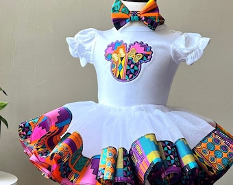 Afro puff/ African print girl Birthday Tutu set/ African print girl outfit/ Ankara outfit/ purple kente fabric