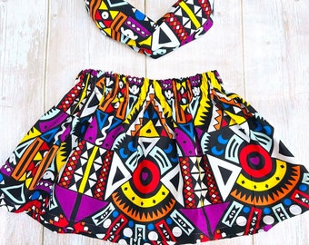 Ankara girl skirt, African print girl skirt, african girl outfit, Ankara outfit multicolor fabric