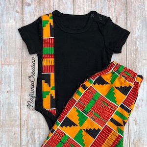 African Print Boy outfit/ Ankara Boy outfit/ Ankara boys pants/ African baby clothes/ Green kente