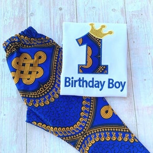 Number 1 , African boy outfit, Ankara boy clothes, African print boy number shirt with crown