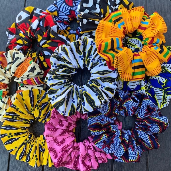 African print XXL scrunchies, Ankara Print Scrunchies, Hair Scrunchies