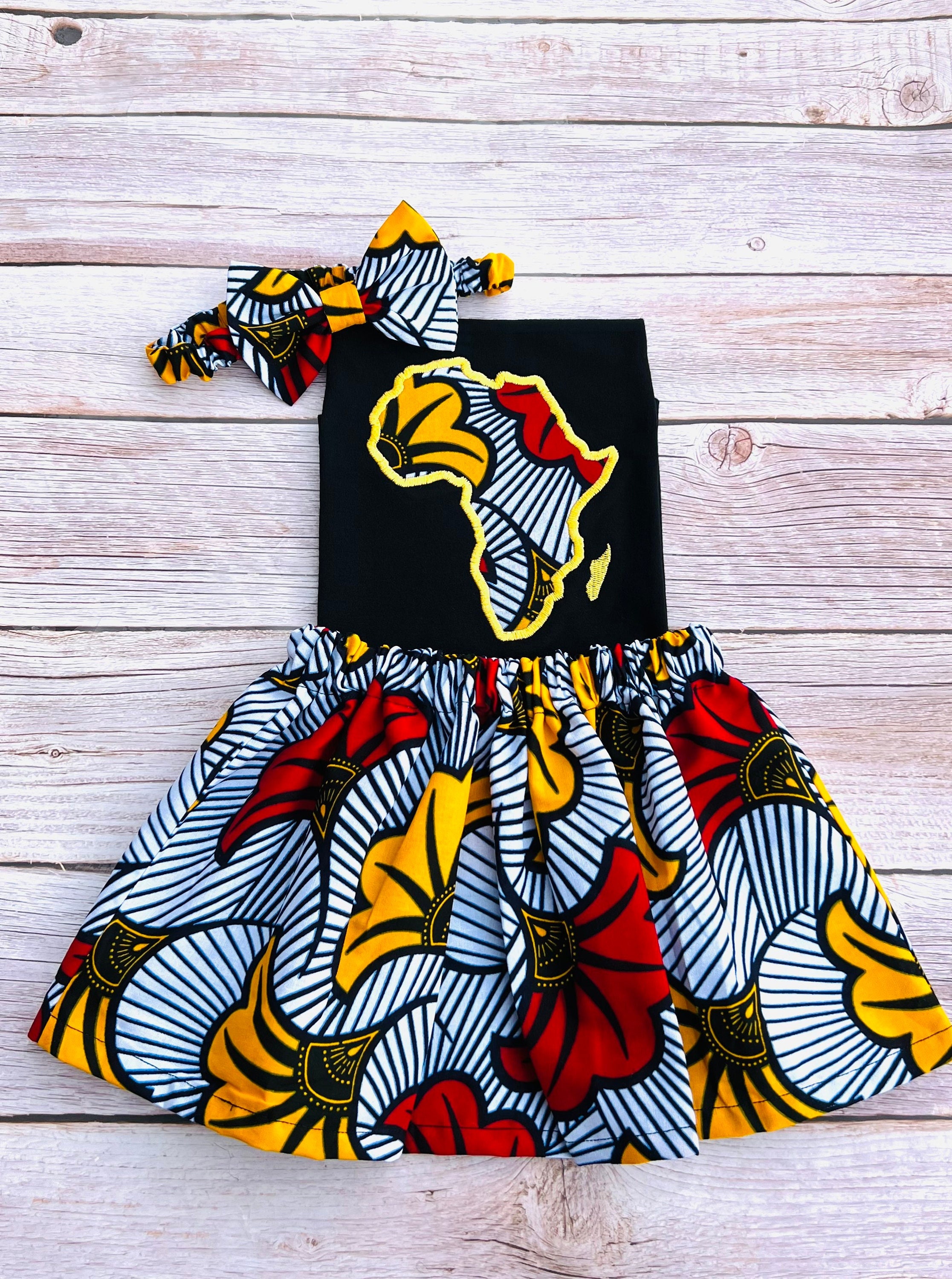 African Flower Print Princess Dress - Women's Dresses-African Fashion