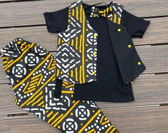 African Print Boy outfit/ Ankara Boy outfit/ Ankara boys pants/ African baby clothes/ Ankara Boy vest/ 3pcs set