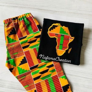 Africa map outfit, African print embroidered outfit , Ankara boy clothes