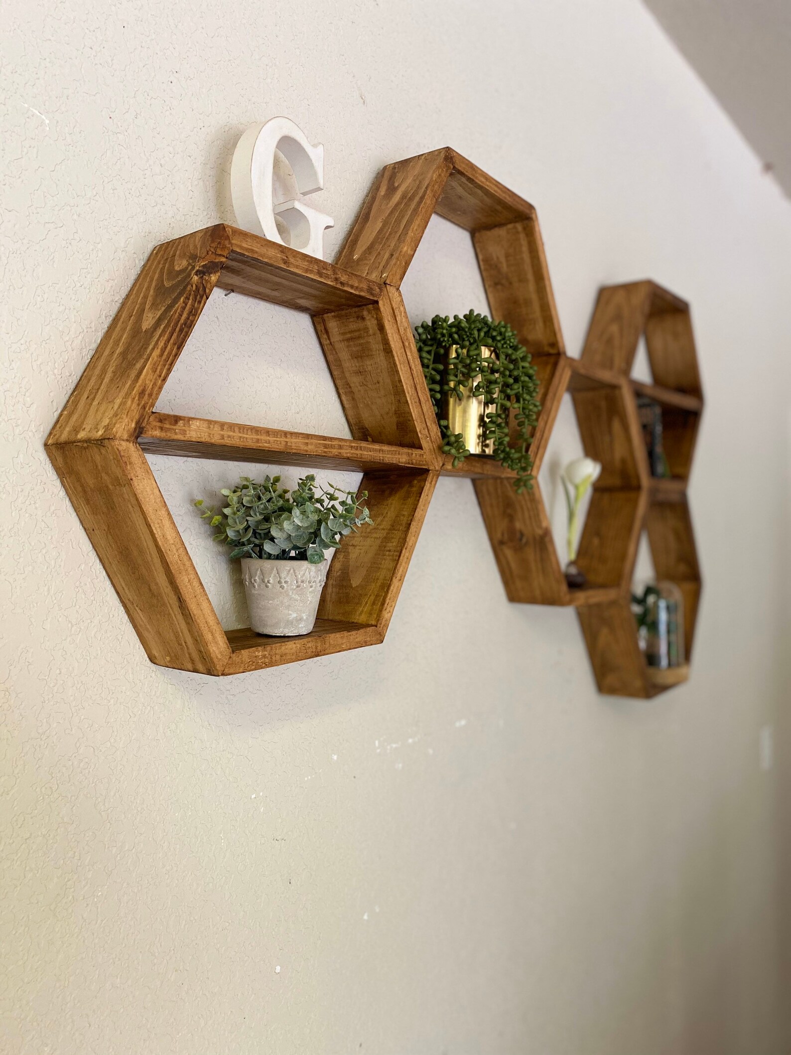 Shelf Floating Hexagon Shelf Wall Art Geometry Etsy