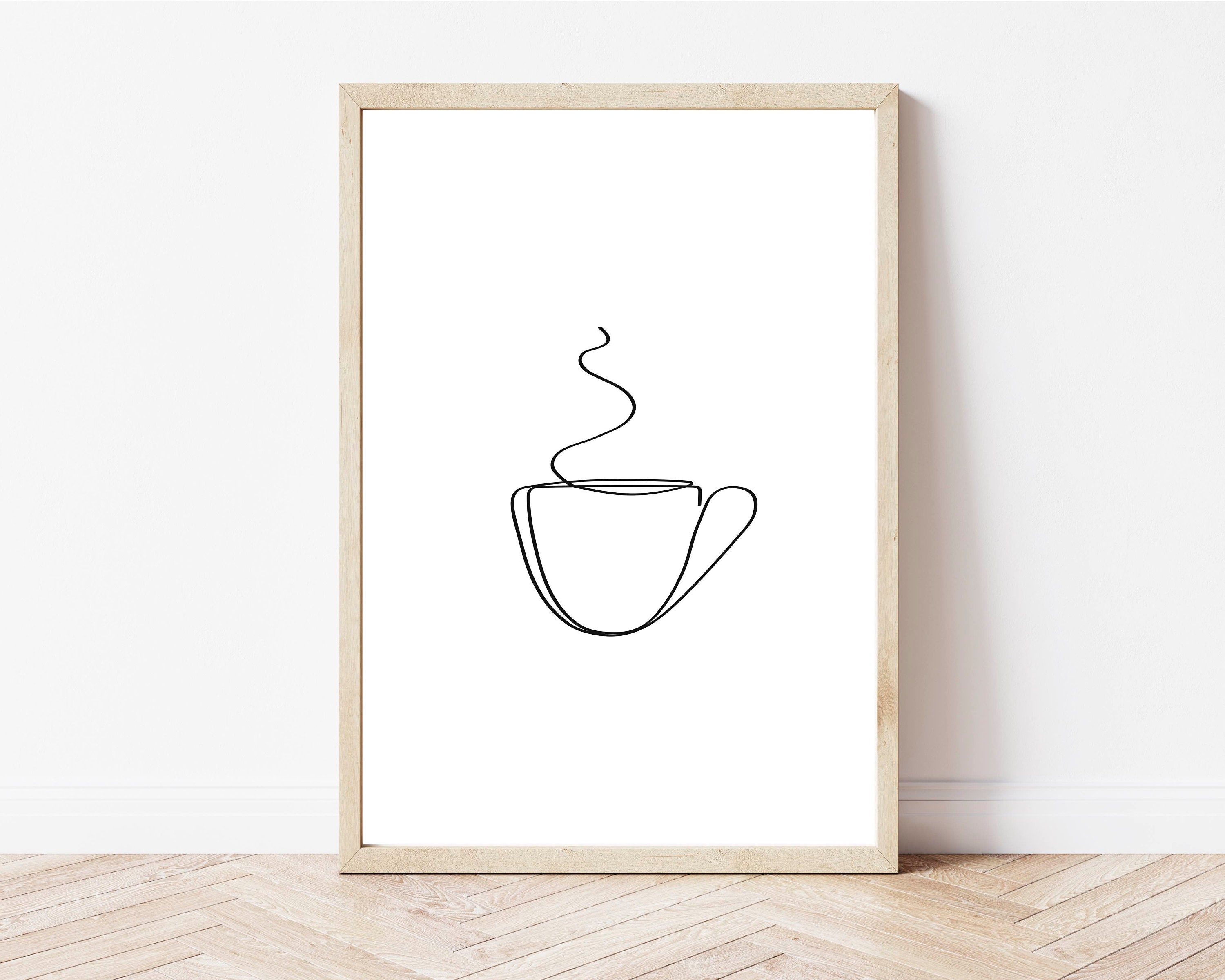 Coffee Print in Black & White Kitchen Prints Coffee Cup Etsy