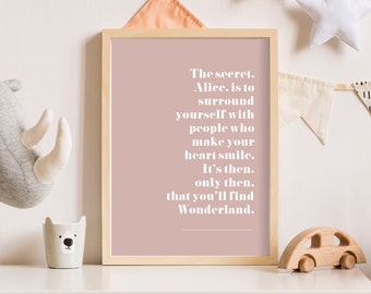 Pink Print - Mad Hatter Book Quote | Home Decor Wall Art Print, Blush Pink Room Decor, Inspirational Quote, Quote Print, A4 A2 Poster