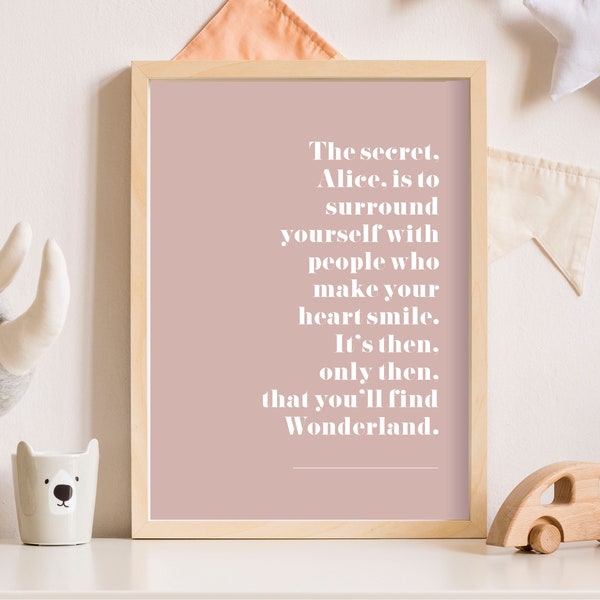 Pink Print - Mad Hatter Quote Digital Print | Printable Home Decor Wall Art, Blush Pink Room Decor, Download Inspirational Poster