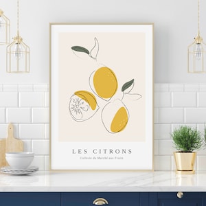 Kitchen Wall Print of Lemons Fruit | French Art Print, Neutral Kitchen Decor, Lemon Wall Print, Fruit Market Poster, Fresh Fruit Food Print