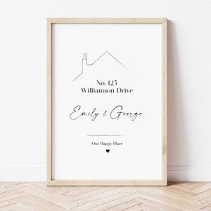 New Home Gift in in Black and white | Custom Print | Housewarming Gift, Personalised First Home Print, New Home Owner, Moving Gift