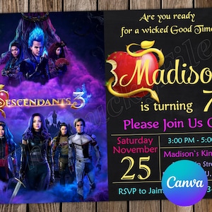 Descendants Invitation Descendants Birthday Descendants Party Descendants Editable Invitation Digital Card
