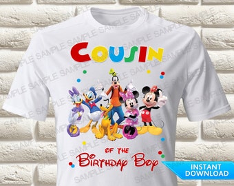 Mickey Mouse Clubhouse Cousin of the Birthday Boy Iron On Transfer, Mickey Mouse Clubhouse Iron On Transfer, Mickey Shirt Iron On Transfer