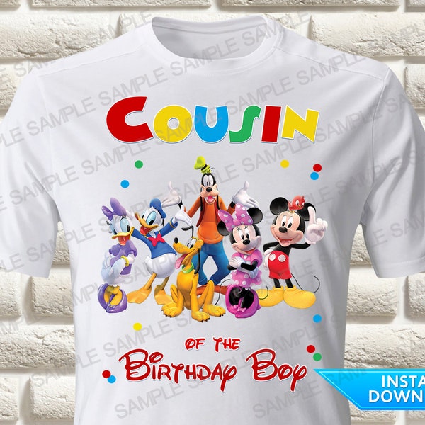 Mickey Mouse Clubhouse Cousin of the Birthday Boy Iron On Transfer, Mickey Mouse Clubhouse Iron On Transfer, Mickey Shirt Iron On Transfer