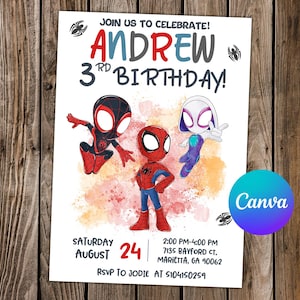 Invitation Spidey et ses amis incroyables Invitation Spidey fête d'anniversaire Spidey Invitation modifiable Spidey Carte numérique Spidey