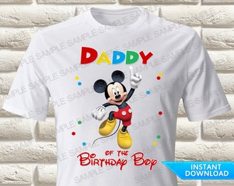 Mickey Mouse Daddy of the Birthday Boy Iron On Transfer, Mickey Mouse Iron On Transfer, Mickey Mouse Birthday Shirt Iron On Transfer