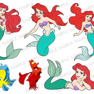 Petite sirène SVG, SVG Ariel, clipart petite sirène, clipart Ariel, petite sirène coupe fichier, fichier coupe Ariel, Silhouette de la petite sirène