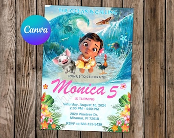 Invito Baby Moana Compleanno Moana Festa Moana Invito modificabile Moana Biglietto digitale Moana