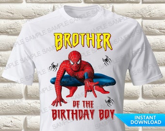 Spider Man Brother of the Birthday Boy Iron On Transfer SpiderMan Iron On Transfer SpiderMan Birthday Shirt Iron On Transfer SpiderMan Shirt