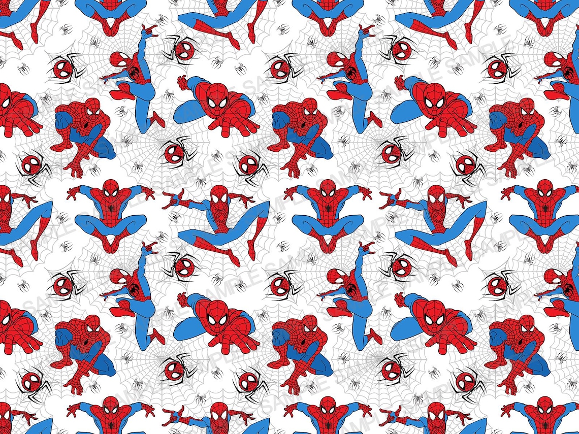 Spiderman Pattern Print Cartoon Spiderman Seamless Pattern, Classic Superhero Digital Paper ...