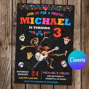 Coco Invitation Coco Birthday Fiesta Invitation Coco Party Coco Editable Invitation Coco Digital Card
