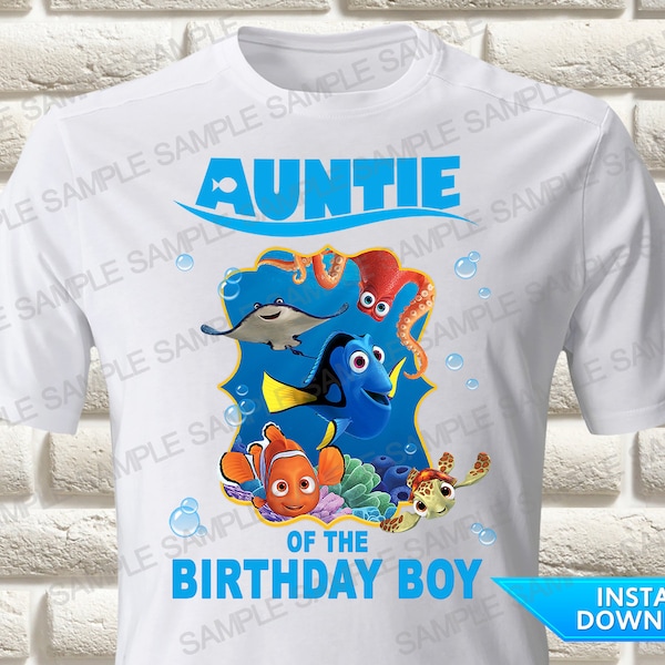 Finding Dory Auntie of the Birthday Boy Iron On Transfer, Finding Dory Iron On Transfer, Finding Dory Birthday Shirt Iron On Transfer