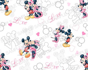 Mickey Mouse Valentines Day Seamless Pattern Minnie Mouse Hearts Digital Pattern Mickey Mouse Watercolor Background Pattern