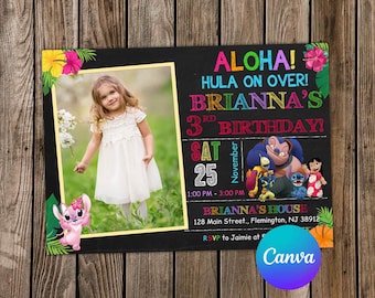 Lilo and Stitch Invitation Stitch Birthday Stitch Party Stitch Editable Invitation Stitch Digital Card