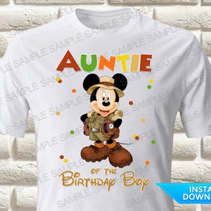 Safari Mickey Mouse tante van het feestvarken opstrijktransfer, Safari Mickey Mouse opstrijktransfer, Mickey Mouse-shirt opstrijktransfer