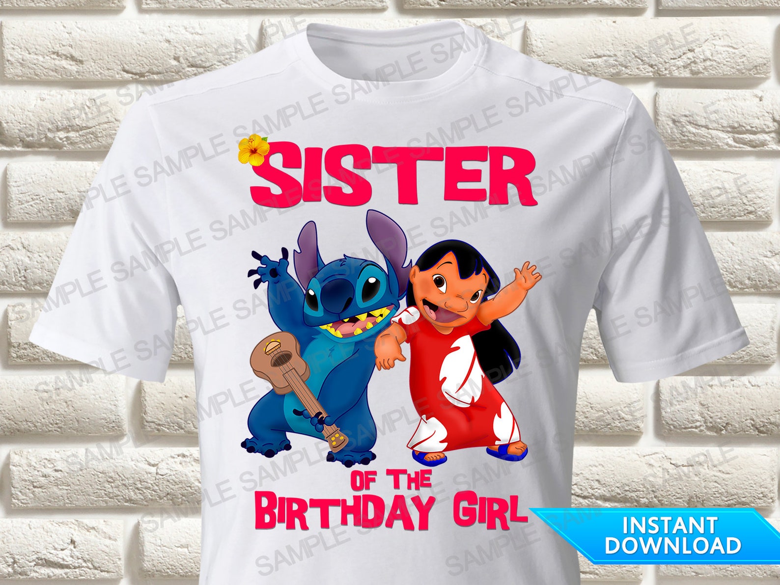 Lilo and Stitch Sister of the Birthday Girl Iron on Transfer Etsy