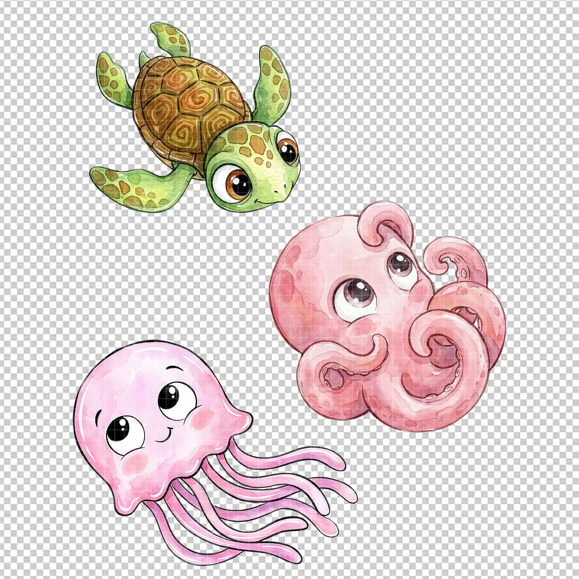 Nemo Style Finding Nemo Clipart, Watercolor Ocean Animals PNG Bundle, Under the ...