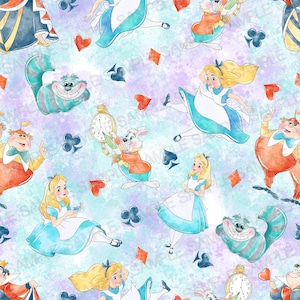 Alice in Wonderland Seamless Pattern Alice Pattern Alice Digital Pattern Alice Watercolor Background Pattern