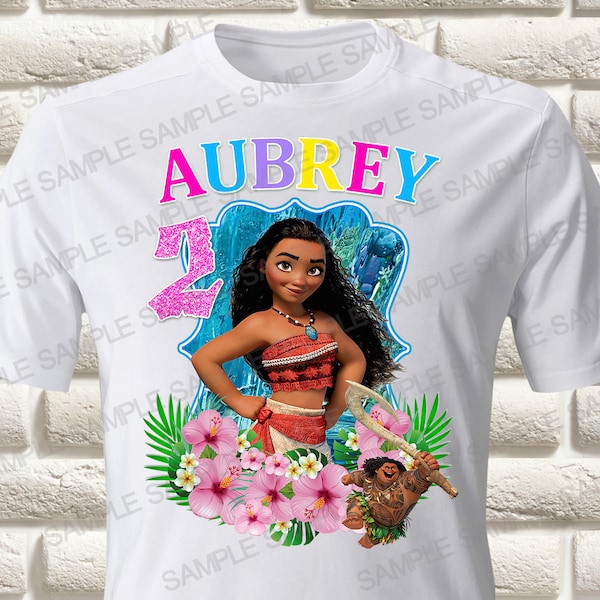 Moana Iron On Transfer, Princess Moana Birthday Girl Iron On Transfer, Princess Moana Birthday Shirt Iron On Transfer, Moana Shirt, Only PNG