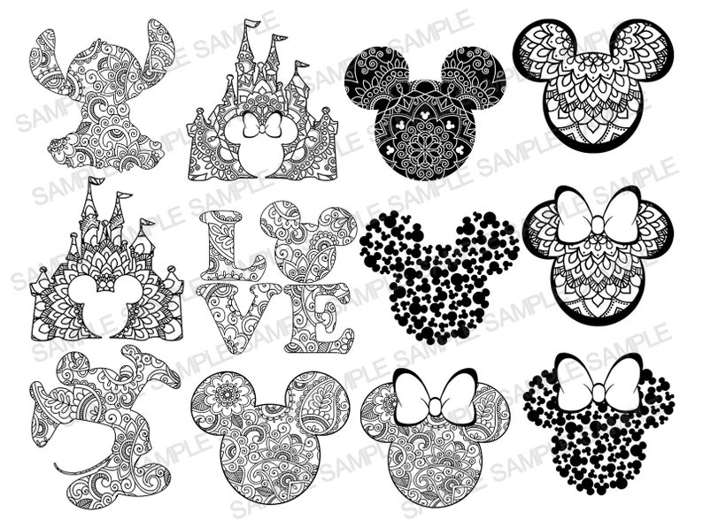 Download Disney Bundle SVG Disney Mandala SVG Mickey Mouse SVG | Etsy