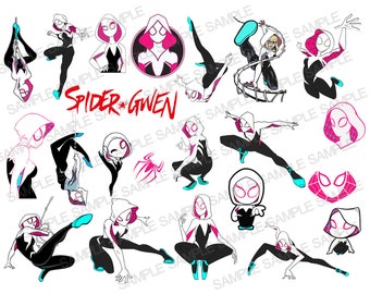 Spider Gwen SVG, Gwen Verse SVG, Spider Gwen Clipart, Spider Verse Clipart, Spider Gwen Silhouette, Spider Gwen Digital