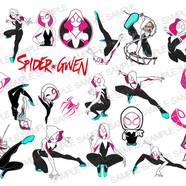 Spider Gwen SVG, Gwen Verse SVG, Spider Gwen Clipart, Spider Verse Clipart, Spider Gwen Silhouette, Spider Gwen Digital