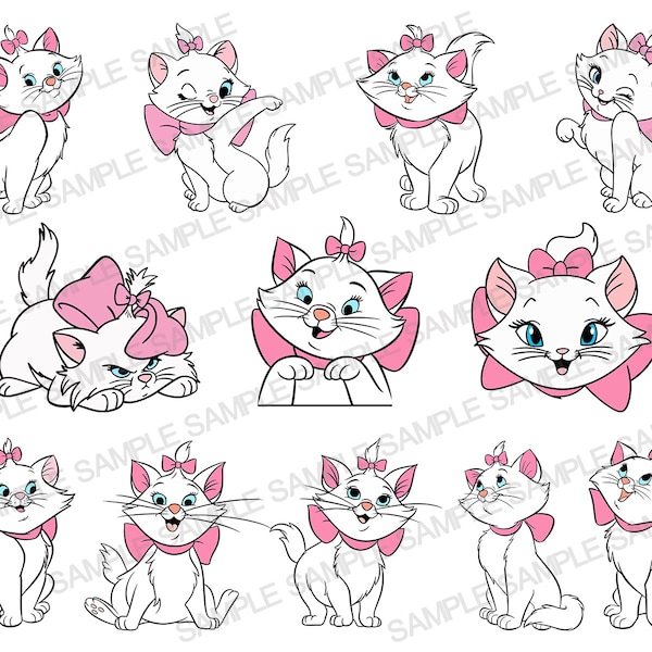 Aristocats SVG, Marie SVG, Katzen SVG, Katzen Clipart, Bundle Layered SVG, Cricut Aristocats SVG