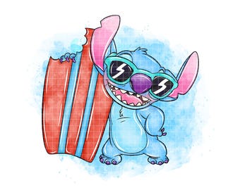 Stitch Watercolor PNG clipart, Stitch PNG, Watercolor Stitch