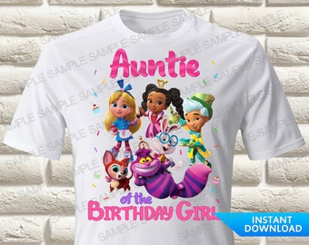 Alice's Wonderland Bakery Auntie Iron On Transfer, Alice's Wonderland Bakery Birthday Iron On Transfer Alice's Shirt Iron On Transfer