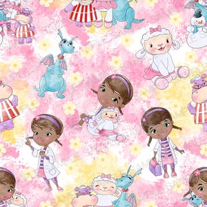 Doc McStuffins Seamless Pattern Doc McStuffins Pattern Doc McStuffins Digital Pattern Doc McStuffins Watercolor Background Pattern